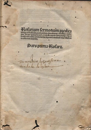 Rosarium sermonum, pars I [-II]
