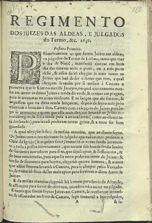 Regimento dos juizes das aldeas, e julgados do Termo, &c. 1639