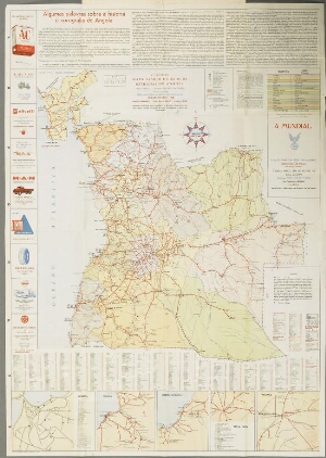 Mapa esboço da rede de estradas de Angola, com a secção Angola na vida da nação