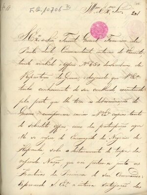 [Carta do Visconde de Juromenha para o Conde de Amarante e para João Wilson a remeter ofícios da Sec...