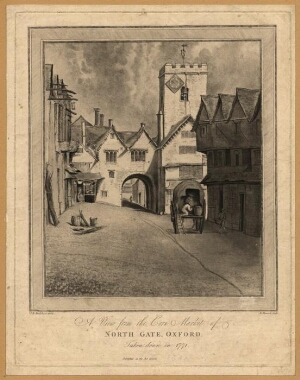 A view from the Corn Market of North Gate, Oxford