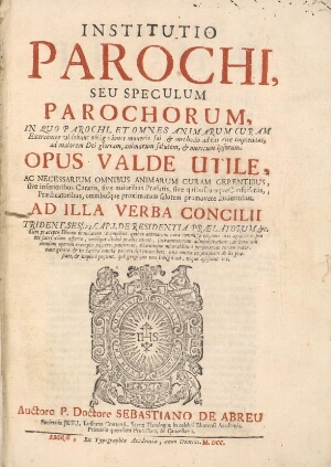 Institutio parochi, seu speculum parochorum