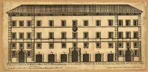 Palazzo della famiglia dell'Ec.mº S.r Pñe. Borghese sù la Piazza Incontro il Palazzo di S. Ec.zª Arc...