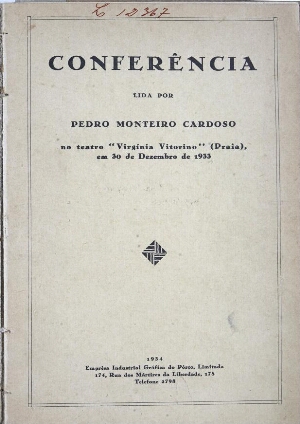 Conferência lida no teatro "Virgínia Vitorino", Praia, em 30 de Dezembro de 1936