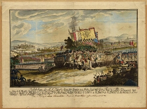 Vorstellung der K. K. Haubt Arme bei Semlin wie solche das Grosse Quare Formiret in Mai 1788
