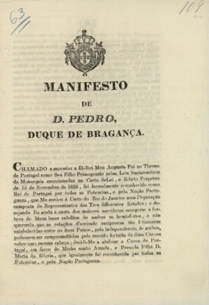 Manifesto de D. Pedro, Duque de Bragança
