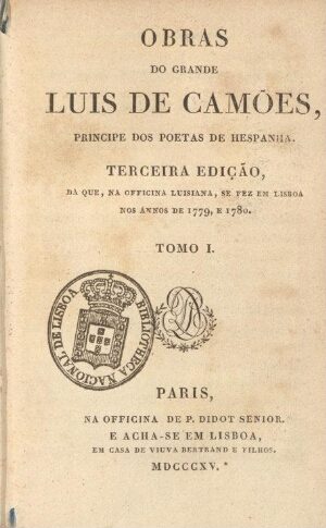Obras do grande Luis de Camões, Principe dos Poetas de Hespanha