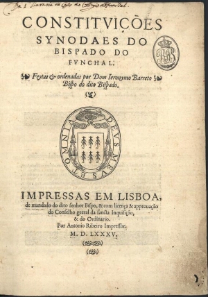 Constituições synodaes do Bispado do Funchal