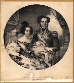 D.ª Maria Reine de Portugal et S.M.I. D. Pedro