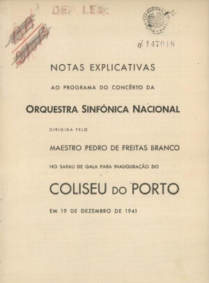 Notas explicativas ao programa do concêrto da Orquestra Sinfónica Nacional dirigida pelo Maestro Ped...