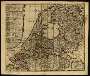 Exactissima Belgii Foederati tabula cum annexis divisa in Provincias = Land-Caerte vanªt Verenigde N...
