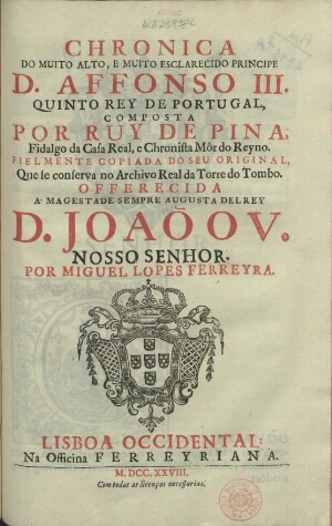 Chronica do... principe D. Affonso III quinto Rey de Portugal