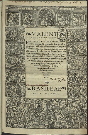 Valentinus Curio Lectori. EnTibi lector studiose Strabonis geographicorum co[m]me[n]tarios, olim, ut...