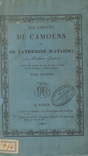 Les amours de Camöes et de Catherine d'Ataíde