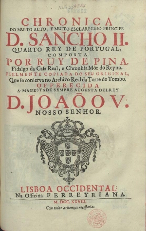 Chronica do... principe D. Sancho II quarto Rey de Portugal