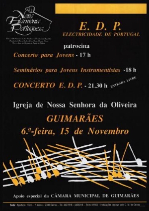 Concerto para jovens - Guimarães ;Seminários para jovens instrumentistas - Guimarães ;Concerto E. D....