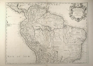 Carte de la Terre Ferme du Perou, du Bresil et du Pays des Amazones dressé sur les Descriptions de H...