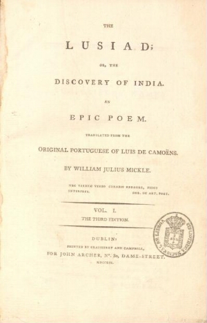 The Lusiad or the discovery of India