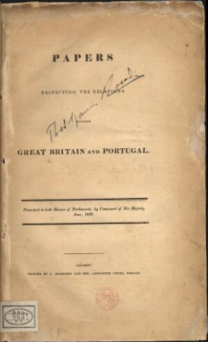 Papers respecting the relations between Great Britain and Portugal