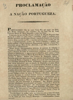 Proclamação a Nação portugueza