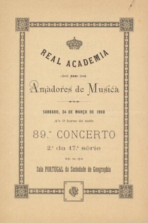 89.º concerto, 2.º da 17.ª série na sala Portugal da Sociedade de Geographia