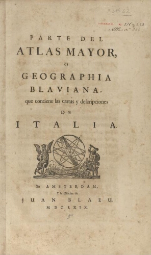 Parte del Atlas Mayor o Geographia Blaviana que contiene las cartas y descripciones de Italia