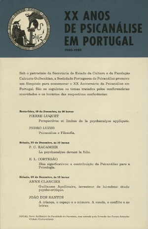 XX Anos de Psicanálise em Portugal
