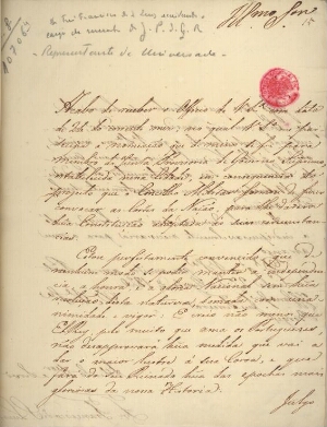 [Carta de Frei Francisco de São Luís para José Ferreira Borges a aceitar a nomeação para membro da J...