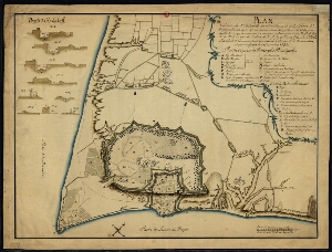 Plan de la Forteresse d'Otschakoff, des retranchemens et du Fort d'Hassan Pacha, avec les environs, ...