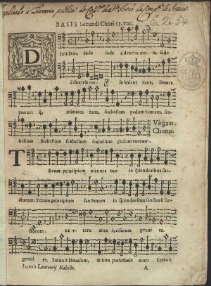Vesporae et completorium à vocibus. Soprano tenor, altus, basso