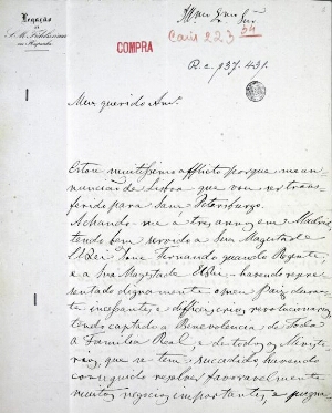 [Carta de Francisco de Paula de Saldanha Oliveira e Daun, 1º Conde de Azinhaga, embaixador do Rei D....
