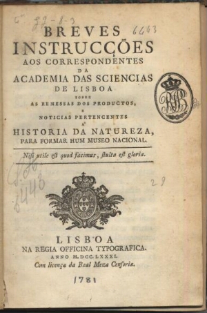 Breves instrucções aos correspondentes da Academia das Sciencias de Lisboa sobre as remessas dos pro...
