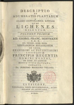 Descriptio et adumbratio plantarum e classe criptogamica linnaei quae lichenes dicuntur