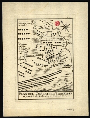 Plan del combate de SteinKerke al principio de la accion a 3 de Agosto de 1692