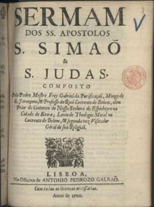 Sermam dos SS. Apostolos S. Simaõ & S. Judas
