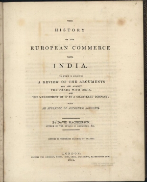 The history of the european commerce with India