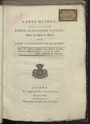 Carta quinta, escrita ao senhor Pedro Alexandre Cavroé, mestre do officio de moveis