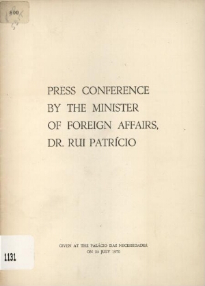 Press conference by the Minister of Foreign Affairs, Dr. Rui Patrício