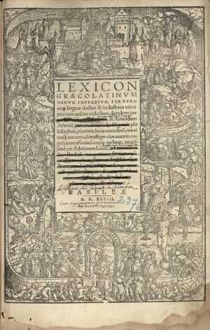 Lexicon Graeco Latinum denuo impressum, per vtriusque linguae doctos & industriosos uiros primum uti...