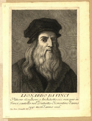 Lionardo da Vinci, pittore, scultore, architetto ecc. nacque in Vinci, castello nel Distretto Fioren...