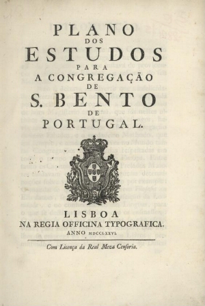 Plano dos estudos para a Congregação de S. Bento de Portugal