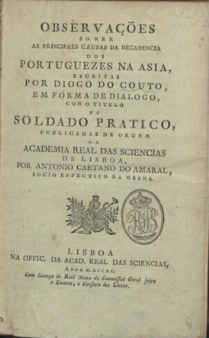 Observações sobre as principaes causas da decadencia dos portuguezes na Asia escritas por Diogo do C...