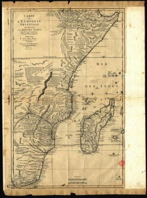 Carte de l´Ethiopie Orientale située sur la mer des Indes entre le cap Gardafouin & le Cap de Bonne ...