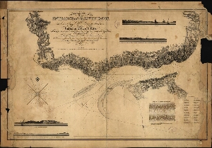 A topographical chart of the entrance of the river Tagus