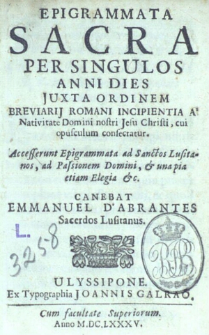 Epigrammata sacra per singulos anni dies juxta ordinem breviarij Romani...