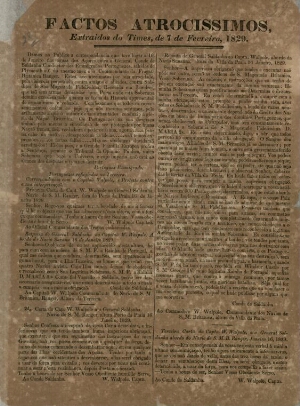 Factos atrocissimos, extraidos do Times de 7 de Fevreiro, 1829