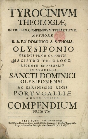 Tyrocinium Theologiae, in triplex compendium tripartitum