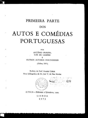 Primeira parte dos autos e comédias portuguesas por António Prestes, Luis de Camões e outros autores...