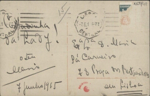 [Bilhete-postal, 1915 jun. 7, Lisboa a Maria Cardoso de Sá Carneiro, Lisboa]