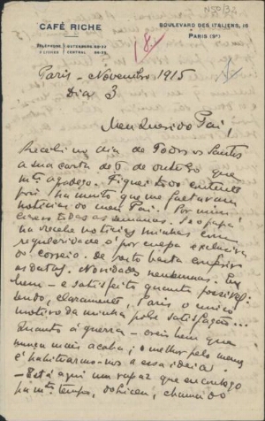 [Carta, 1915 nov. 3, Paris a Carlos de Sá Carneiro]